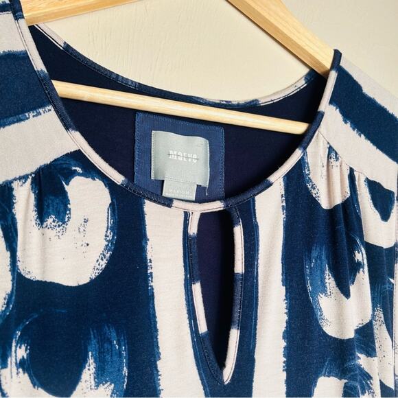 Anthropologie Maeve Sennebec Blue Cream Jersey Flare Dress size M - Picture 14 of 16